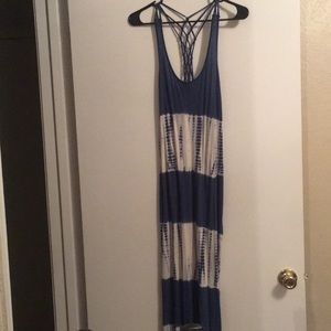 Blue and white maxi dress